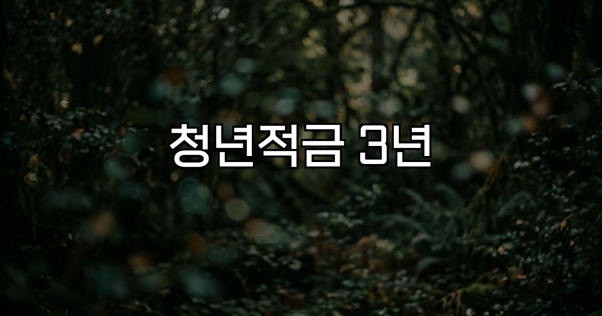 청년적금 3년  정책 혜택 조건 수익률